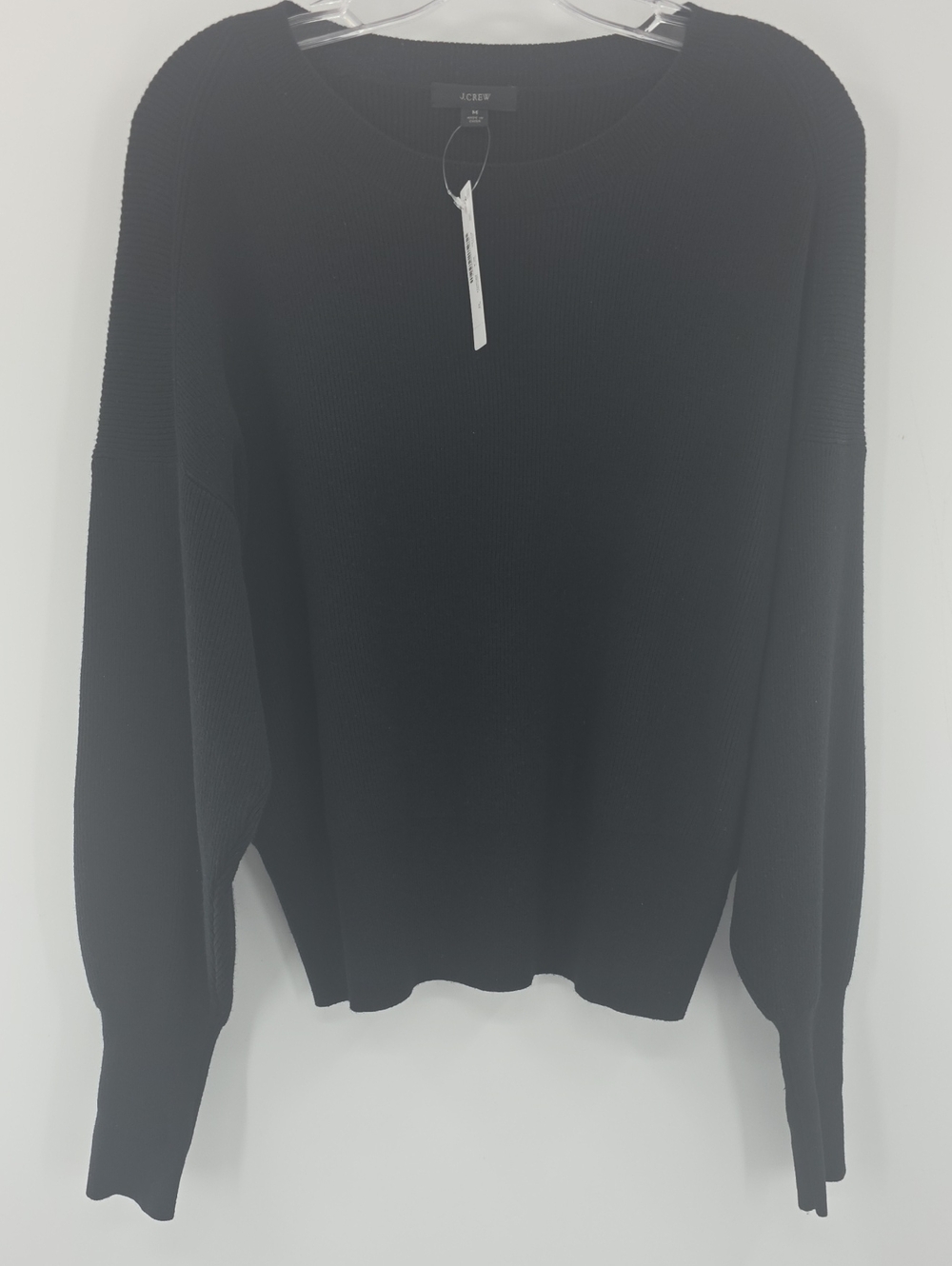 J. Crew Black Crewneck Rib-Knit Sweater